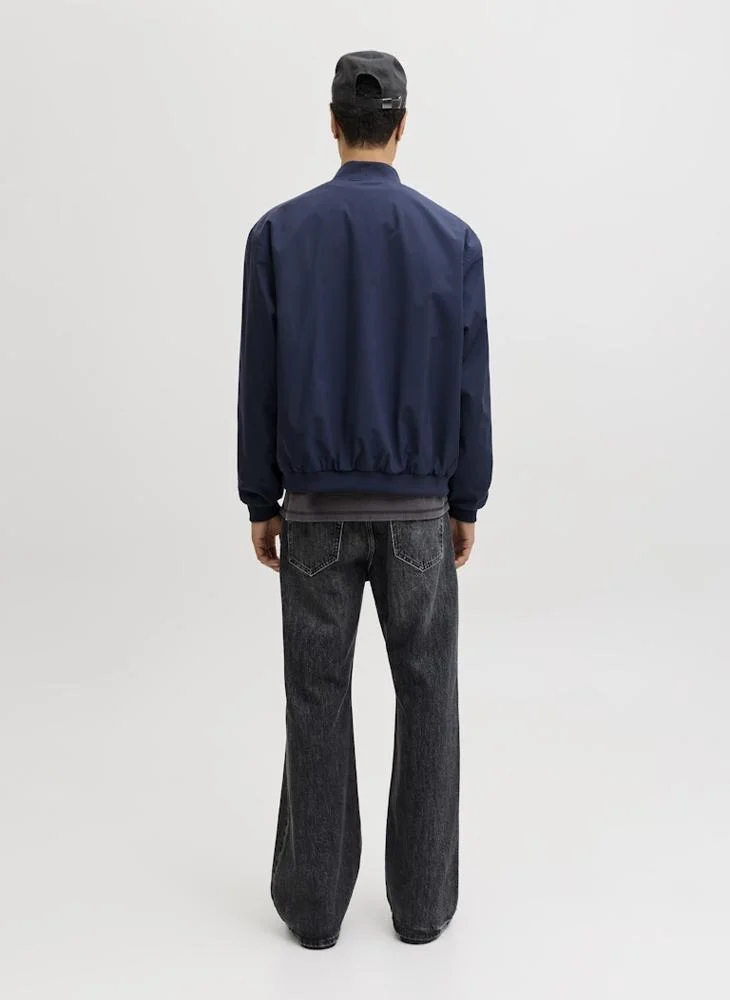 JACK & JONES solid zip through bomber jacket
